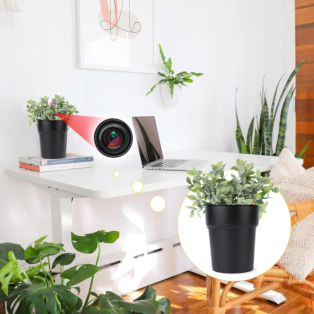 Artificial Plant WiFi Hidden Camera | Long Battery Life | Custom Made
